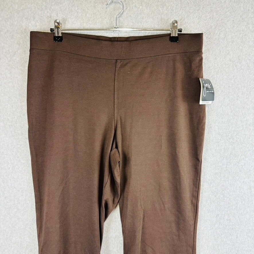 New Just My Size Womans 1x Petite Pants Stretch Pull On Brown Bootcut Nwt — image 2 of 8